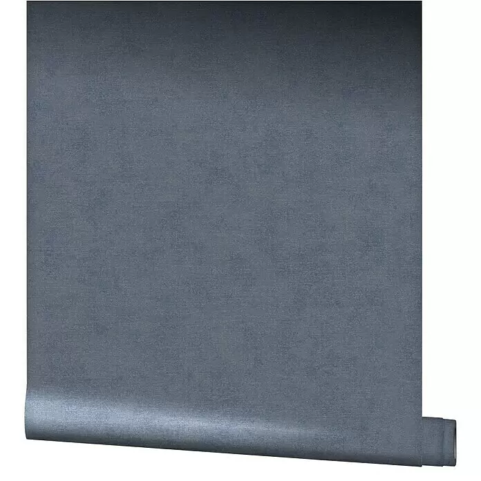 Marburg Shades Vliestapete - Blau, Uni, 10,05 x 0,53 m - Blau-graue strukturierte Tapetenrolle, teilweise abgerollt, um das Material zu zeigen.