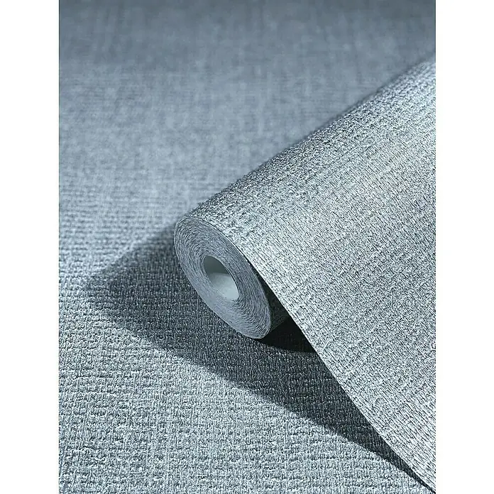 Marburg Natural Opulence Vliestapete - Grau, Uni, 10,05 x 0,7 m - Nahaufnahme einer Rolle grauer Vliestapete mit feiner Textur, ideal für moderne Innenräume, die eine elegante Wandgestaltung suchen.