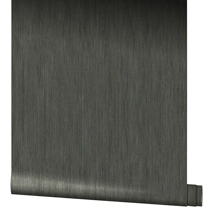 Marburg Natural Opulence Vliestapete - Schwarz, Streifen, 10,05 x 0,7 m - Ein Bild einer Rolle dunkler Tapete mit vertikalen Texturen, ideal für moderne Innenräume. Die Textur ist subtil und elegant.