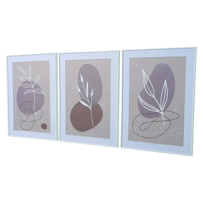 Bild Stona - Abstrakt II, B x H: 50 x 70 cm - Drei gerahmte Wandkunstwerke mit abstrakten botanischen Motiven in neutralen Farbtönen, die eine elegante und moderne Atmosphäre schaffen.
