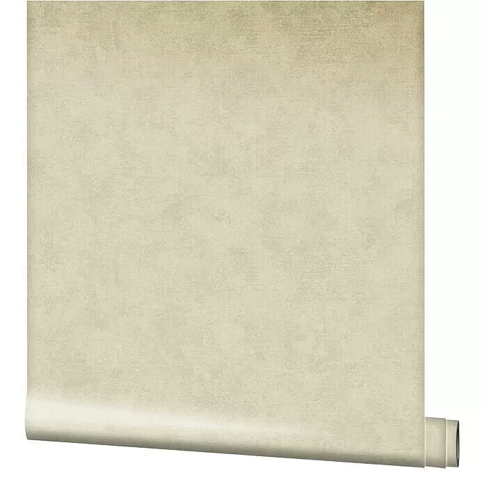 Marburg Shades Vliestapete - Beige, Uni, 10,05 x 0,53 m - Teilweise abgerollte Rolle heller beiger, strukturierter Tapete.