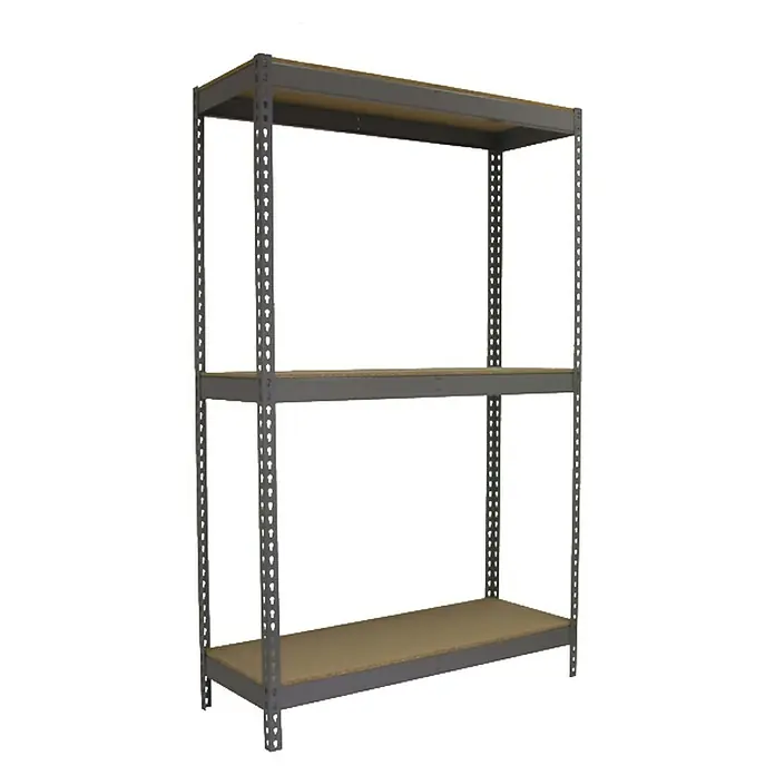 Simonrack Simonforte Schwerlastregal Simonforte Chipboard - H x B x T: 200 x 240 x 60 cm, Traglast pro Boden: 400 kg, Anzahl Böden: 3 Stk., Stecken, Grau - Bild eines grauen Metallregals mit drei Regalböden zur Lagerung von Gegenständen.