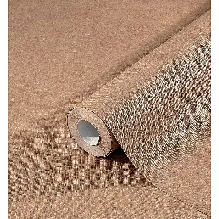 Marburg Shades Vliestapete - Braun, Uni, 10,05 x 0,53 m - Nahaufnahme einer Rolle beiger Textiltapete, die die Textur und Farbe des Produkts hervorhebt.