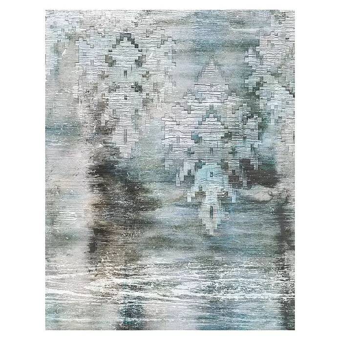 Marburg Smart Art Gallery Fototapete Shabby Chic - B x H: 2,65 x 3,4 m, Vlies, Version I - Blau-Grau - Abstrakter Vintage-Teppich mit strukturierter, verwitterter Pixelmusterung in gedämpften Blau-, Grau- und Weißtönen.
