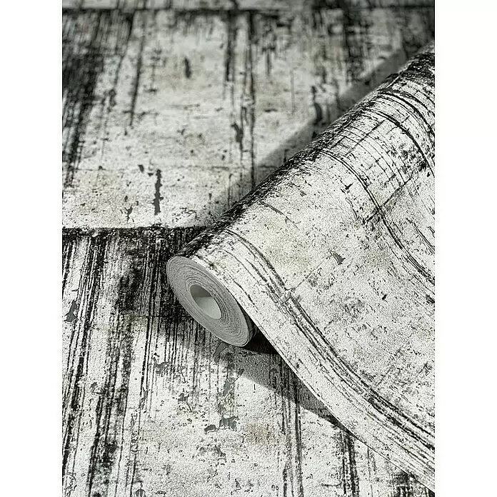 Marburg Natural Opulence Vliestapete - Schwarz-Weiß, Betonoptik, 10,05 x 0,7 m - Rolle schwarz-weißer Tapete mit distressed, industriellem oder Grunge-Betonmuster.