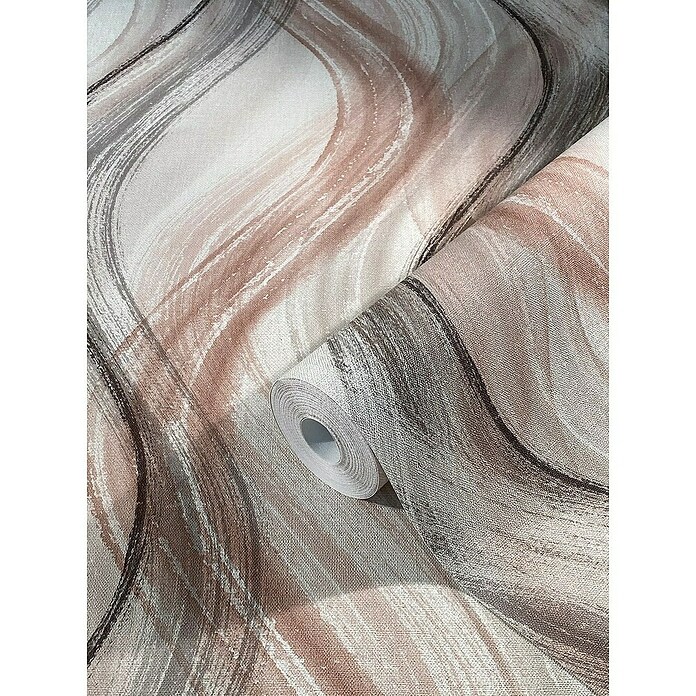 Marburg Shades Vliestapete (Rosa-Greige, Wellen, 10,05 x 0,53 m) | BAUHAUS