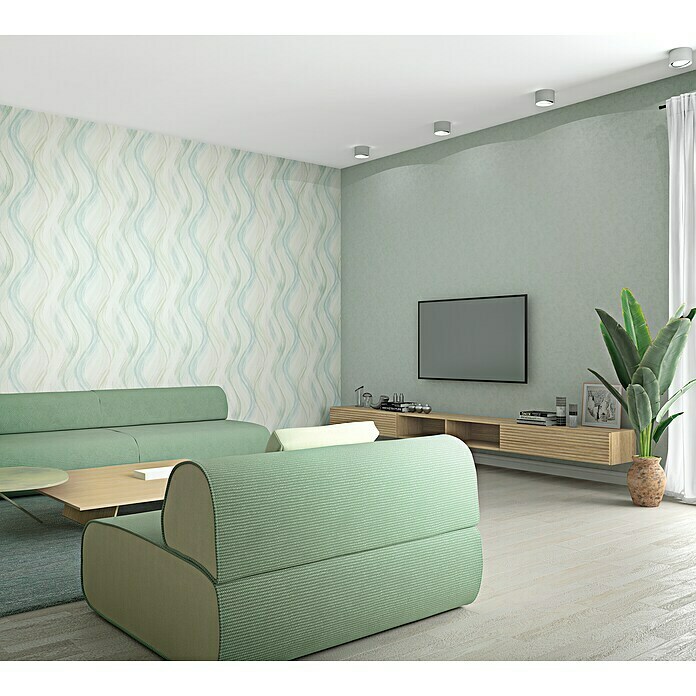 Marburg Shades Vliestapete (Weiß-Grün, Wellen, 10,05 x 0,53 m) | BAUHAUS