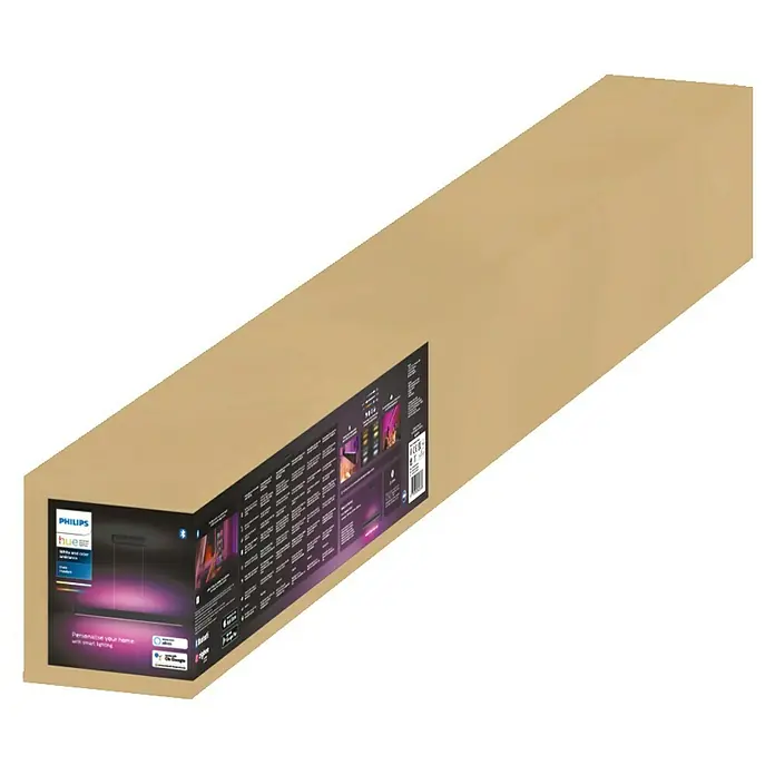 Philips Hue LED-Pendelleuchte White and Color Ambience Ensis - 79 W, L x B x H: 129,9 x 4 x 157 cm, Schwarz, RGBW - Die Abbildung zeigt eine Philips Hue Lightstrip Plus Verpackung. Mit der Philips Hue Beleuchtung Ihr Zuhause personalisieren.