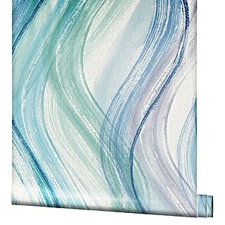 Marburg Shades Vliestapete (Blau-Grün, Wellen, 10,05 x 0,53 m)