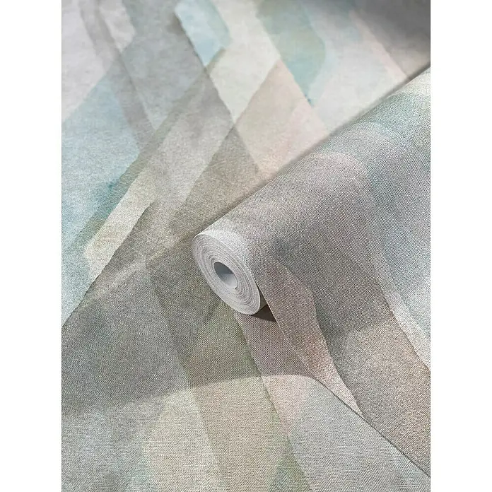 Marburg Shades Vliestapete - Greige-Blau, Grafisch, 10,05 x 0,53 m - Eine Rolle Stofftapete mit einem abstrakten, geometrischen Muster in sanften Farben. Die Tapete hat eine feine Textur.