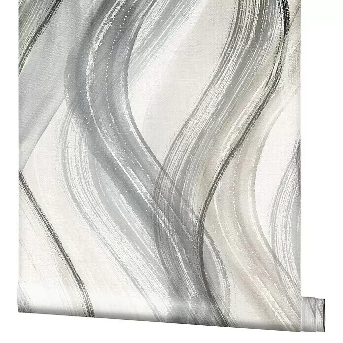 Marburg Shades Vliestapete - Greige, Wellen, 10,05 x 0,53 m - Detailaufnahme