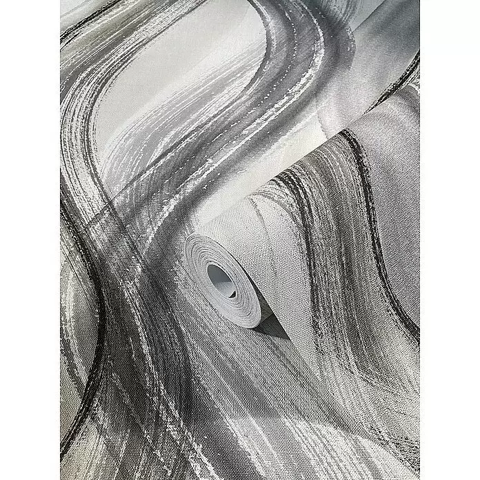 Marburg Shades Vliestapete - Greige, Wellen, 10,05 x 0,53 m - Detailaufnahme