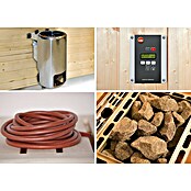 Weka Massivholzsauna Laukkala (Mit 3,6 kW Ofen mit digitaler Steuerung, L x B x H: 138,6 x 138,6 x 200 cm) | BAUHAUS