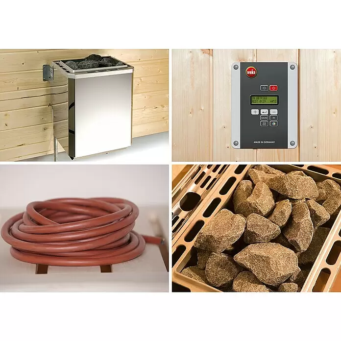 Weka Massivholzsauna Valida - Mit 4,5 kW Ofen mit digitaler Steuerung, L x B x H: 187 x 137 x 203,5 cm - Detailaufnahme