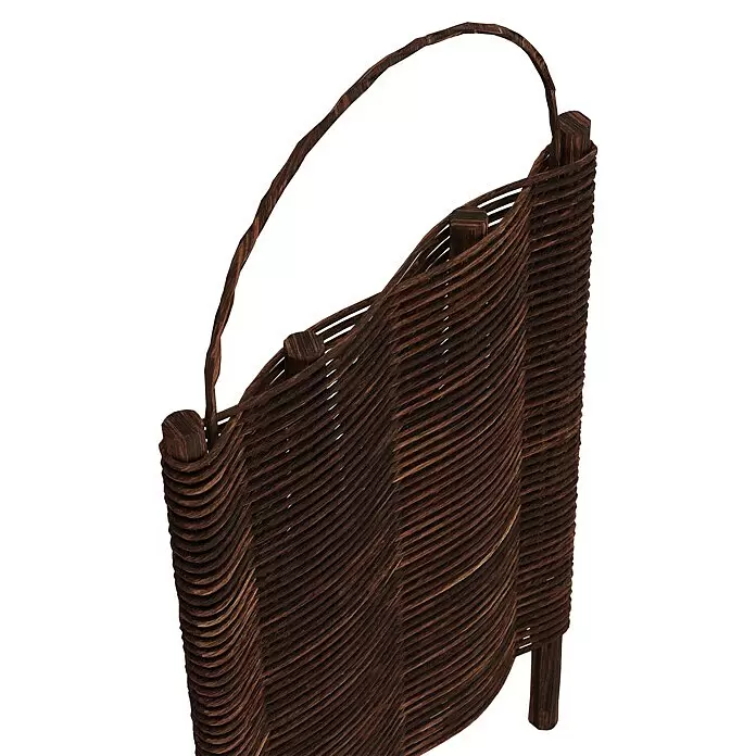 T & J Sichtschutzelement Alessia - B x H: 56 x 116 cm, Naturmaterialien, Braun - Dunkelbrauner, geflochtener Raumteiler aus Holz mit welliger Struktur und gewölbtem Griff.