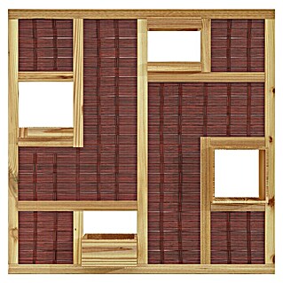 T & J Sichtschutzelement 3D Labo (180 x 180 cm, 4 Fenster, Naturbelassen, Braun)