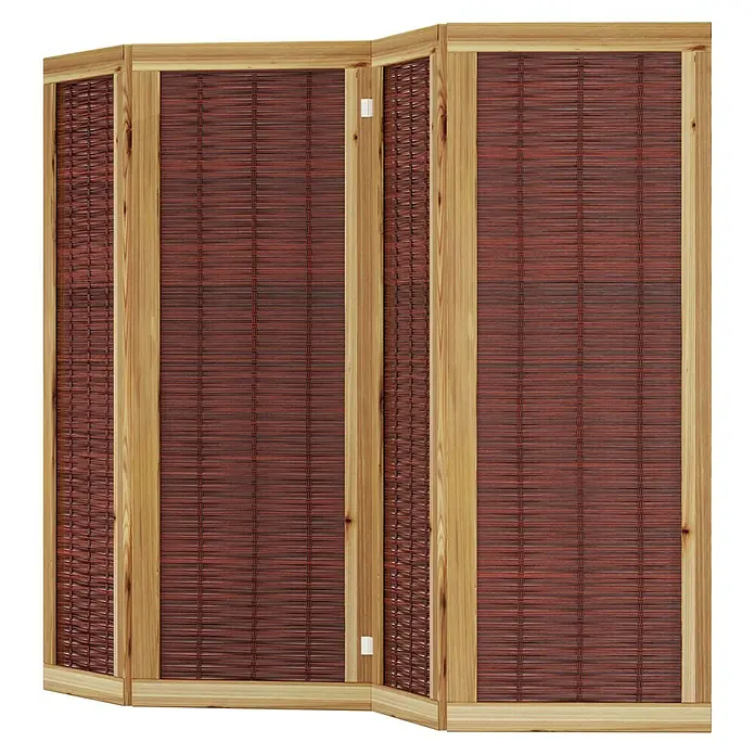 T & J Sichtschutzelement Paulina - B x H: 240 x 160 cm, Naturmaterialien, Braun - Dieser Wandschirm aus Holz und rotem Flechtmaterial ist ein dekoratives und praktisches Möbelstück für jeden Raum.