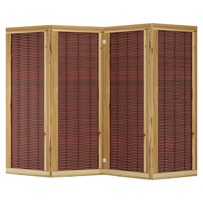 T & J Sichtschutzelement Paulina - B x H: 240 x 160 cm, Naturmaterialien, Braun - Brauner Raumteiler mit Holzrahmen. Der Paravent bietet Privatsphäre und eine dekorative Ergänzung für jeden Raum mit seinem natürlichen Design.