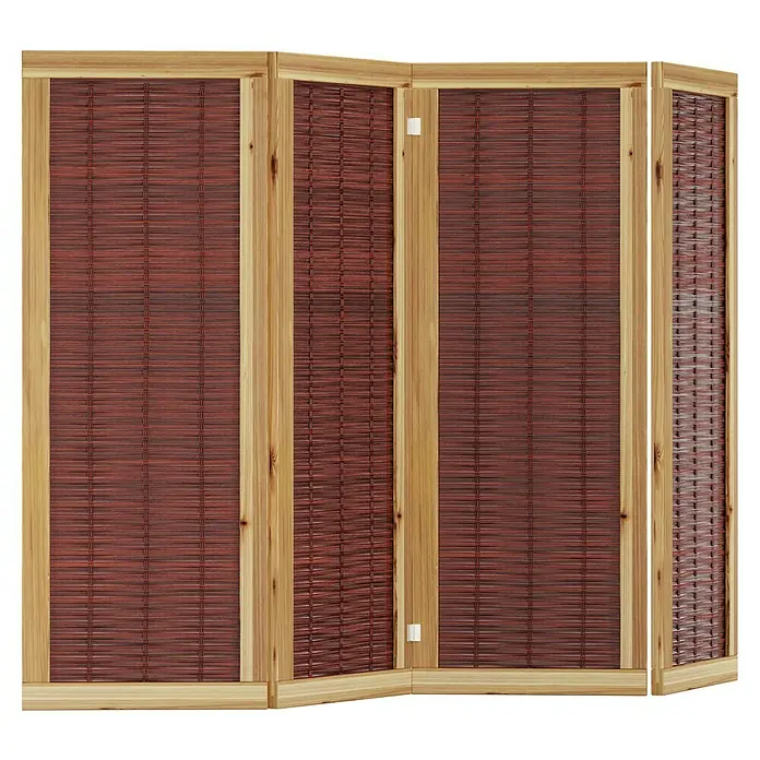 T & J Sichtschutzelement Paulina - B x H: 240 x 160 cm, Naturmaterialien, Braun - Dieser Raumteiler aus Holz und rotem Rattan bietet Privatsphäre und Struktur. Ideal für jeden Raum, um einen dekorativen Akzent zu setzen.