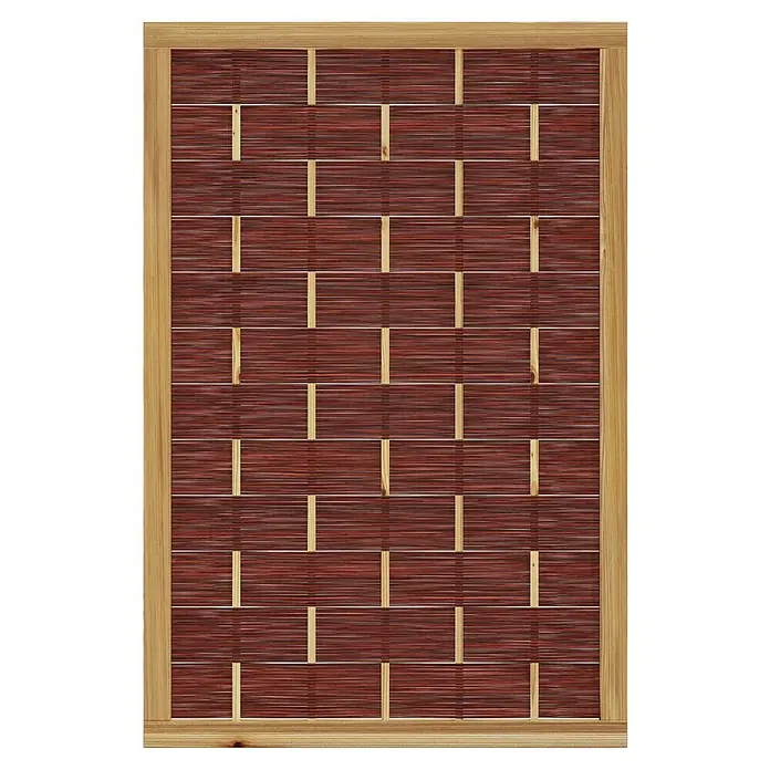 T & J Sichtschutzelement Ätna Gebeizt - 120 x 180 cm, Braun - Nahaufnahme eines Holz-Wandpaneels mit braunen horizontalen Brettern und hellen, vertikalen Stützen in einem Holzrahmen.