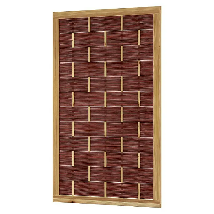 T & J Sichtschutzelement Ätna Gebeizt - 120 x 180 cm, Braun - Eine dekorative Trennwand aus Holz und Bambus, die eine warme und natürliche Atmosphäre schafft. Die Holzstruktur umrahmt das Bambusgeflecht.