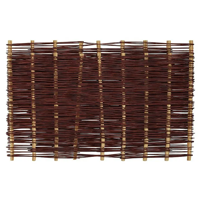 T & J Sichtschutzelement Aso - 180 x 90 cm, Braun - Ein detailreiches Bild einer quadratischen, braunen Weidenzaunplatte, die sich ideal zur dekorativen Gartengestaltung oder als Sichtschutz eignet.
