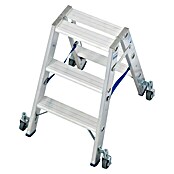 Krause Stabilo Stufen-Doppelleiter Fahrbar (Arbeitshöhe: 2,25 m, Anzahl Tritte: 2 x 3 Stufen, Tiefe Stufen: 80 mm, Material: Aluminium, Fahrbar)