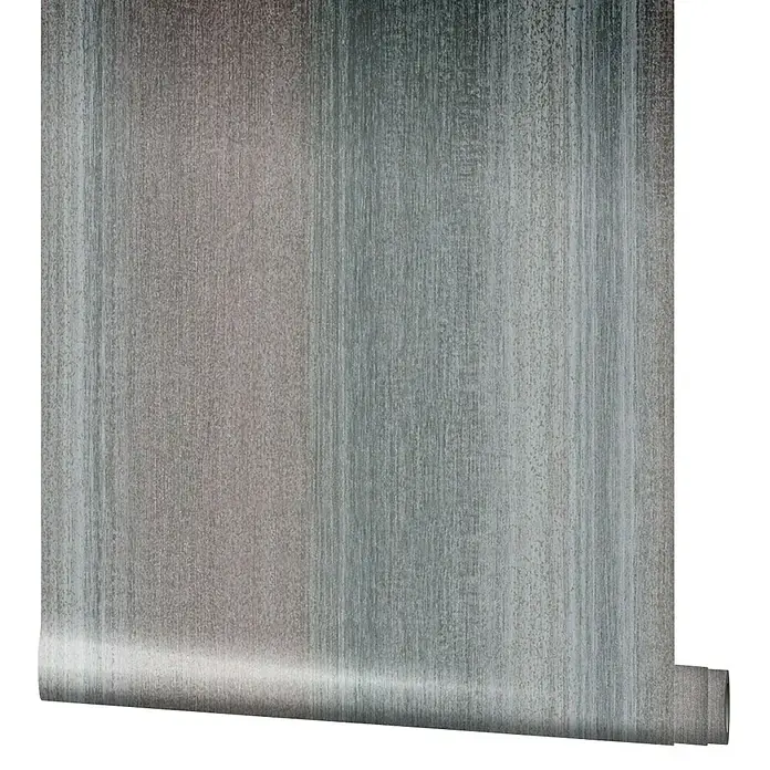 Marburg Vintage Deluxe Vliestapete - Grau-Blau, Streifen, 10,05 x 0,53 m - Bild einer gebürsteten Metalloberfläche, die die Textur und Reflexion des Materials hervorhebt und ideal für Hintergründe ist.