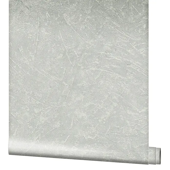 Marburg Vintage Deluxe Vliestapete - Grau-Pearl, Uni, 10,05 x 0,53 m - Graue Vinyltapete mit Zementeffekt auf einer Rolle, die sich für moderne und industrielle Innenräume eignet, die einen rauen Touch suchen.