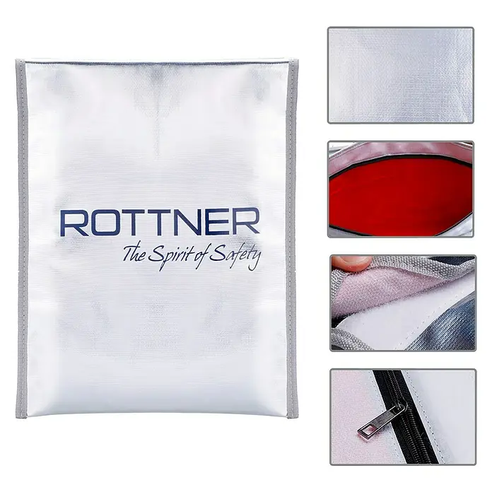 Rottner Aufbewahrungstasche - 25 x 34 cm, Kunststoff - Rottner Brandschutztasche für Dokumente, bietet Schutz vor Feuer und Hitze. Ideal zur sicheren Aufbewahrung wichtiger Papiere.