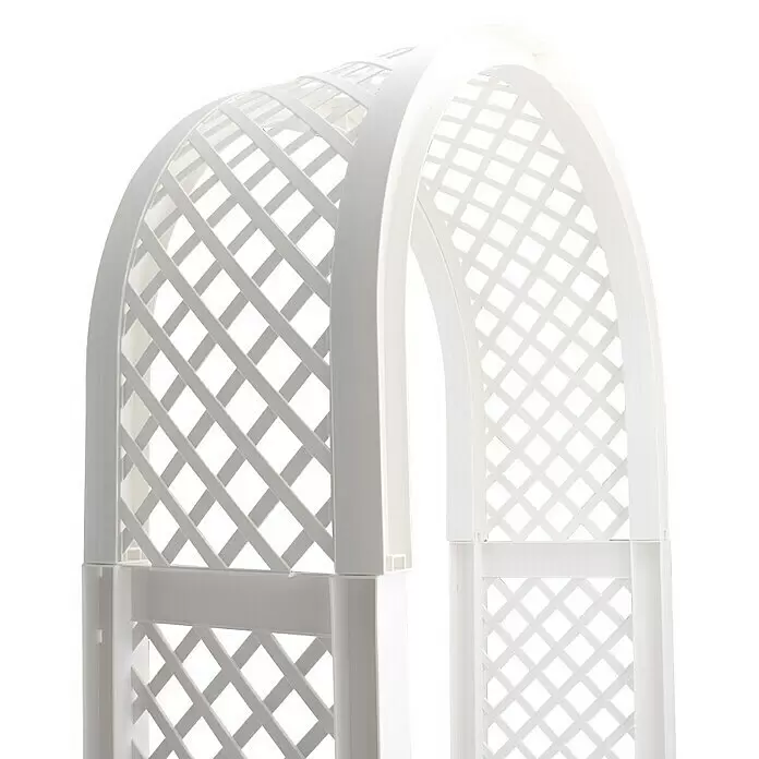 KHW Rosenbogen - Weiß, 100 x 43 x 207 cm - Weißer Gartenbogen aus Kunststoff mit Spalierdesign, ideal für Kletterpflanzen.