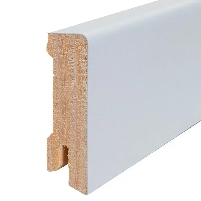 Sockelleiste - 240 cm x 16 mm x 58 mm, Fichte, Grau, Lackiert - Detailaufnahme