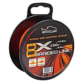 Westline Angelschnur 8 X Braided Line (Ø x L: 0,12 mm x 150 m, Tragkraft: 9,7 kg, Orange)