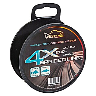 Westline Angelschnur 4 X Braided Line (Ø x L: 0,12 mm x 200 m, Tragkraft: 9,4 kg, Grau)