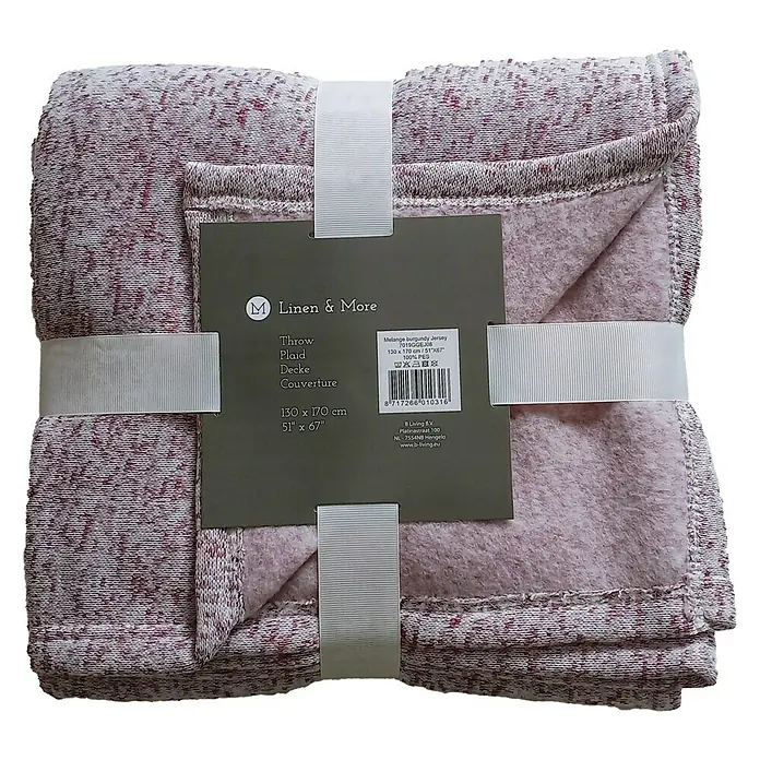 Decke Melange - Burgundy, 170 x 130 cm, 100 % Polyester - Burgunderfarbene Jersey-Decke mit Karomuster, 130 x 170 cm, ideal als dekorativer Überwurf für gemütliche Stunden.