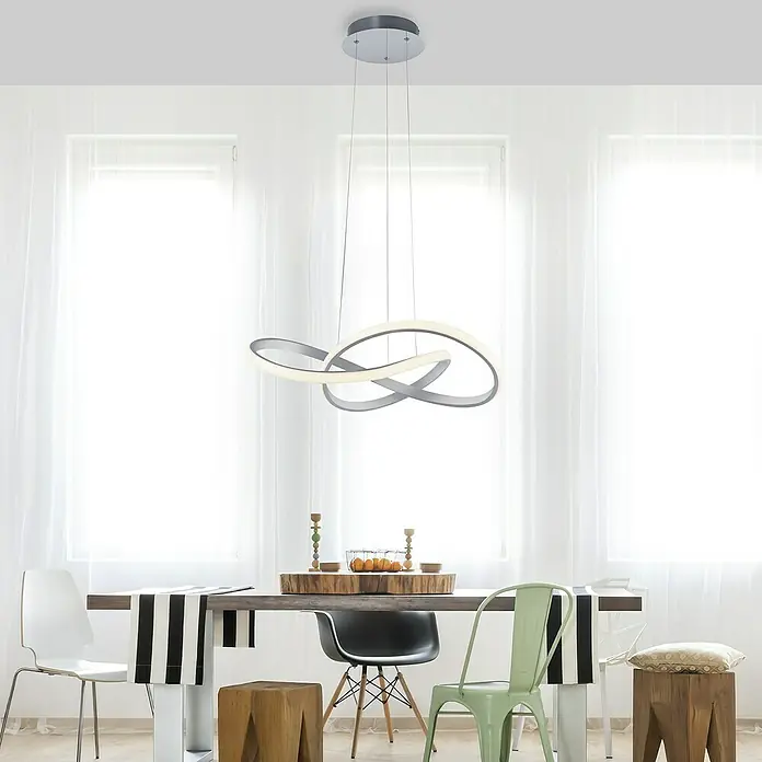 Just Light LED-Pendelleuchte - 29,5 W, L x B x H: 57 x 57 x 120 cm, Aluminium, Sonstige - Moderne LED-Pendelleuchte über einem Esstisch, die ein elegantes Ambiente für Mahlzeiten und Zusammenkünfte schafft.