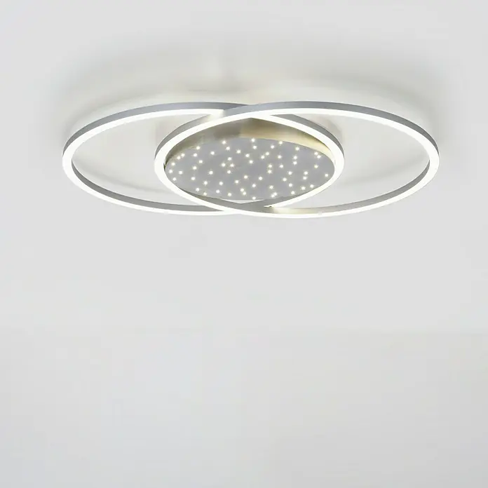 Paul Neuhaus LED-Deckenleuchte YUKI - 48 W, L x B x H: 66,8 x 50 x 5 cm, Stahl, Mehrfarbig - Moderne LED-Deckenleuchte mit verschlungenen Kreisen und Sternenmuster für eine stilvolle Beleuchtung im Raum.