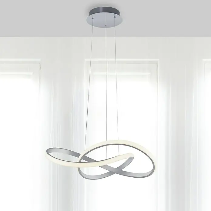 Just Light LED-Pendelleuchte - 29,5 W, L x B x H: 57 x 57 x 120 cm, Aluminium, Sonstige - Moderne LED-Hängeleuchte mit einem verschlungenen Design, ideal für stilvolle Innenräume. Die Lampe bietet helles und energieeffizientes Licht.