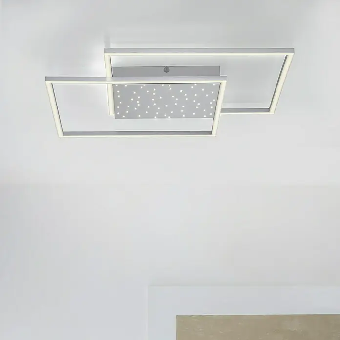Paul Neuhaus LED-Deckenleuchte YUKI - 57 W, L x B x H: 67 x 67 x 5 cm, Stahl, Mehrfarbig - Moderne Deckenleuchte mit rechteckigem Design und Sternenmuster für eine stilvolle Beleuchtung.