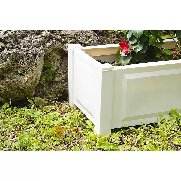 KHW Pflanzkasten - Außenmaß (L x B x H): 100 x 43 x 41 cm, Kunststoff, Weiß - Detailaufnahme