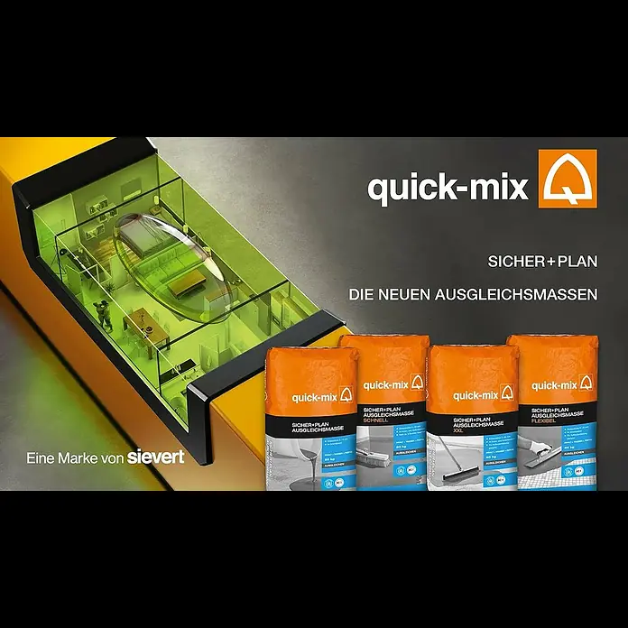 Quick-Mix Ausgleichsmasse Sicher+Plan - 8 kg, Schichtdicke: 1 mm - 10 mm - quick-mix | Unsere neuen sicher + plan Ausgleichsmassen