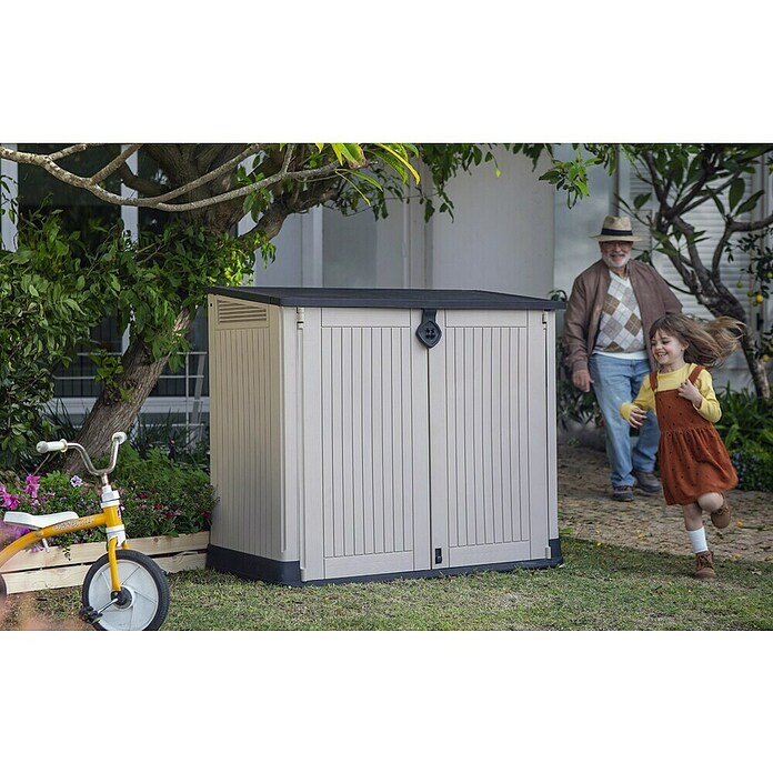 Keter Arcón Store It Out Midi (L x An x Al: 132 x 71,5 x 113,5 cm, Beige/Marrón, Plástico) | BAUHAUS