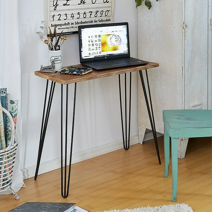 Wagner System Möbelfuß Hairpinlegs - Stahl, Höhe: 71 cm, Schwarz - Dieser Tisch mit Hairpin-Beinen ist ein echter Hingucker! Die Holzplatte und das schlichte Design machen ihn perfekt für Arbeitszimmer und Co.
