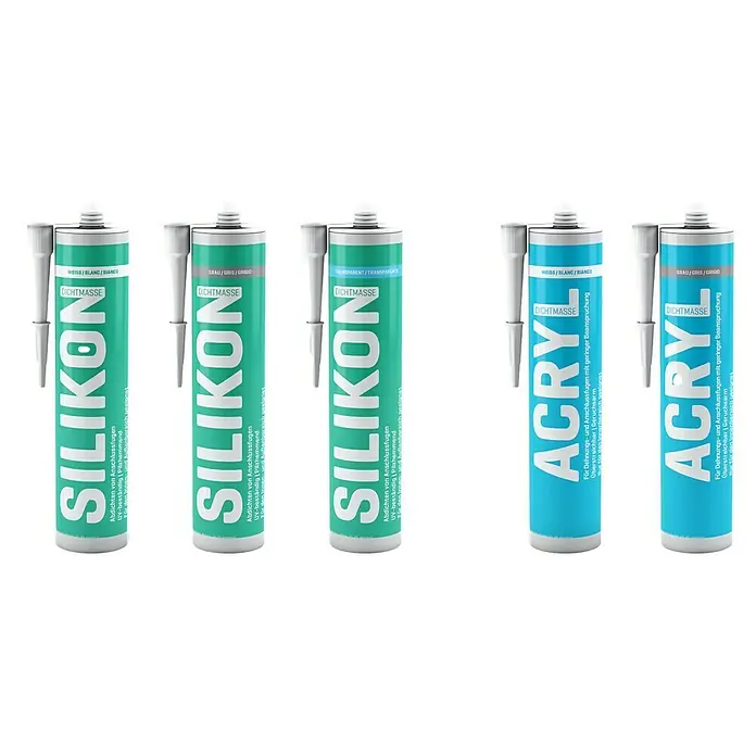 Acryl-Dichtmasse - Weiß, 300 ml - Produktbild von Silikon- und Acryldichtstoffen in Weiß, Grau und Transparent. Ideal für Fugenabdichtungen im Innen- und Außenbereich.