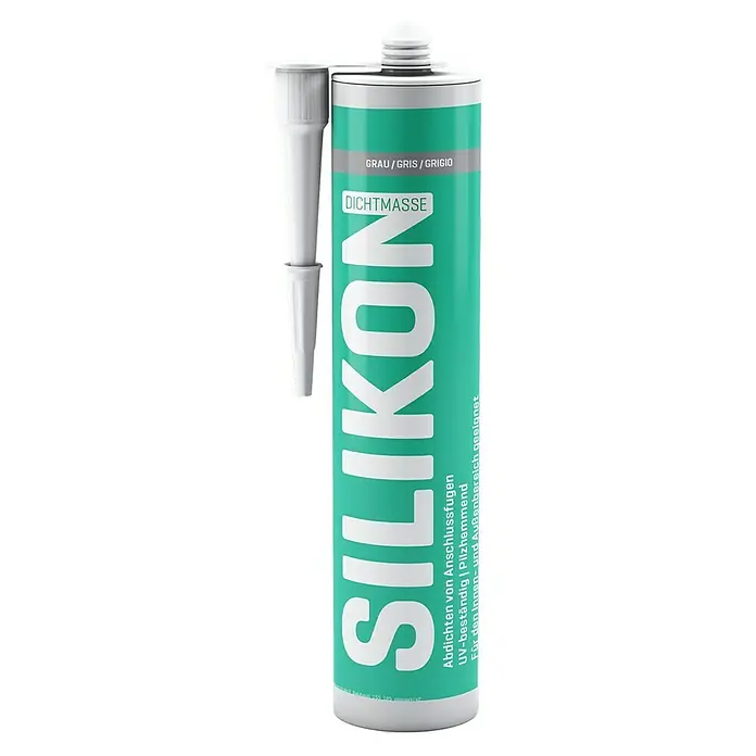 Sanitär-Silikon - Grau, 300 ml - Silikon-Dichtmasse in Grau, ideal für Innen- und Außenbereiche. UV-beständig und pilzhemmend für dauerhaften Schutz.
