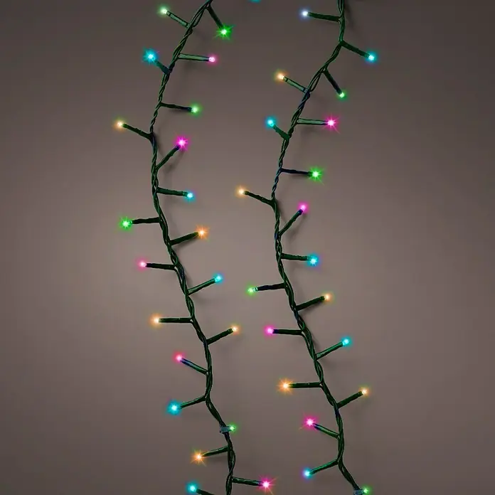 Guirnalda luminosa LED Compact - Para exterior, Color de luz: Multicolor, Número de bombillas: 500 ud., 11 m - Guirnalda de luces LED decorativa con varios colores, ideal para iluminación festiva y decoraciones interiores.