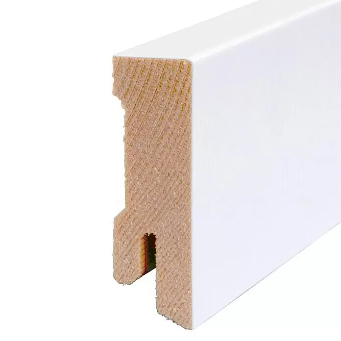 Sockelleiste - 240 cm x 16 mm x 50 mm, Fichte, Lackiert - Detailaufnahme