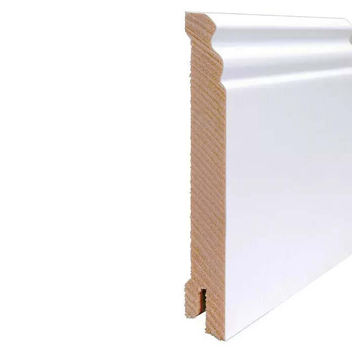 Sockelleiste - 240 cm x 16 mm x 115 mm, Fichte, Weiß - Detailaufnahme