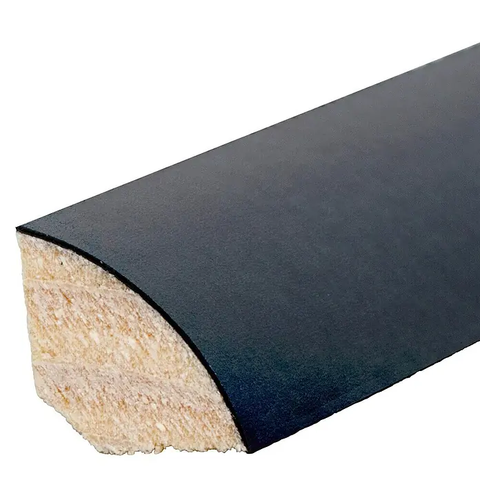 Viertelstab - 240 cm x 14 mm x 14 mm, Fichte, Anthrazit - Naheaufnahme einer Viertelstab-Holzleiste mit glatter, dunkelblauer Oberfläche, ideal für den Innenausbau und dekorative Akzente.