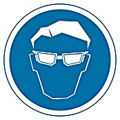 Cartel (Azul / Blanco, Uso obligatorio de gafas de seguridad)